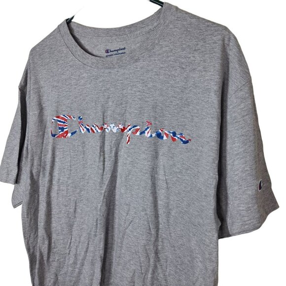 Champion Patriotic Tee Shirt Gray Basic Short Sleeve Womens Large Unisex Active - Picture 2 of 8